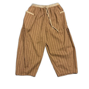 Oddi Womens Barrel Earthy Caramel Pants Lagenlook Drawstring Sz M Side Pockets